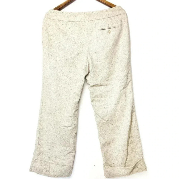 Ann Taylor Loft Capri 8 ANN Ivory Cream Crop Ankle Knot Pattern Wool - Picture 2 of 3
